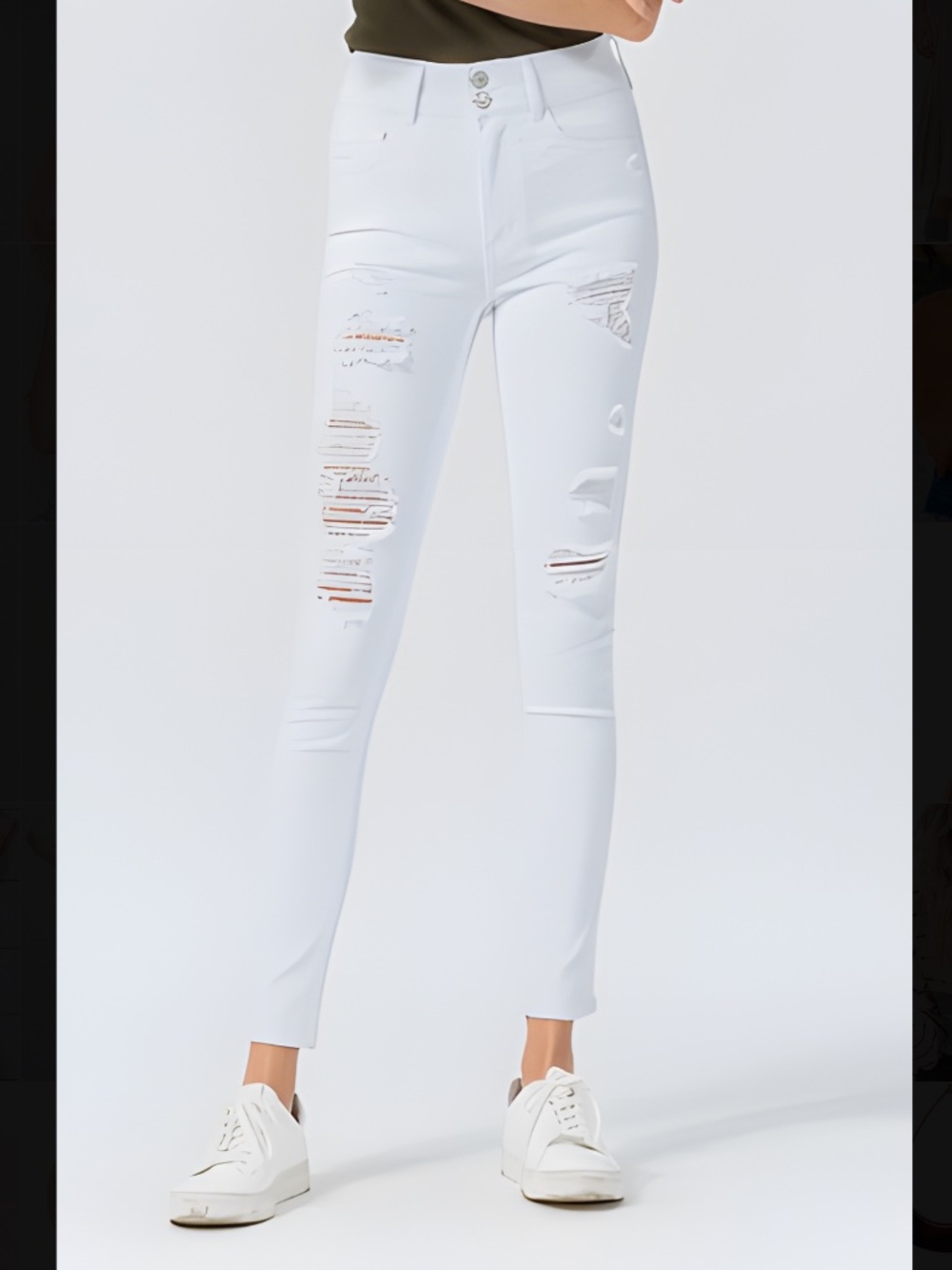 Vervet Haylie High Rise Double Button Distressed Ankle Skinny Jeans VT806